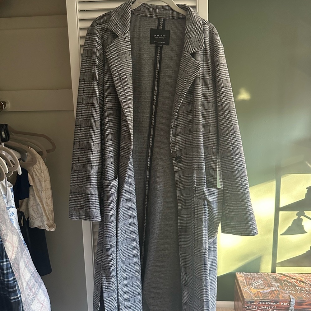 Gray Plaid Long Coat